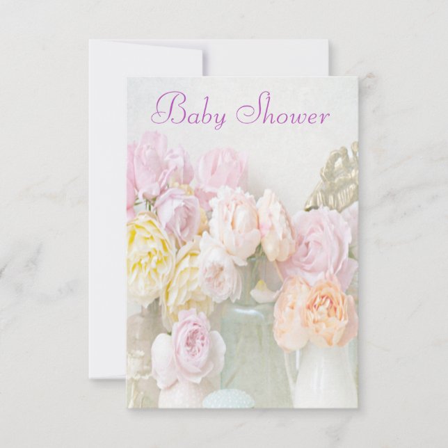 Romantiska rosor i burkar Baby Shower Inbjudningar (Framsida)