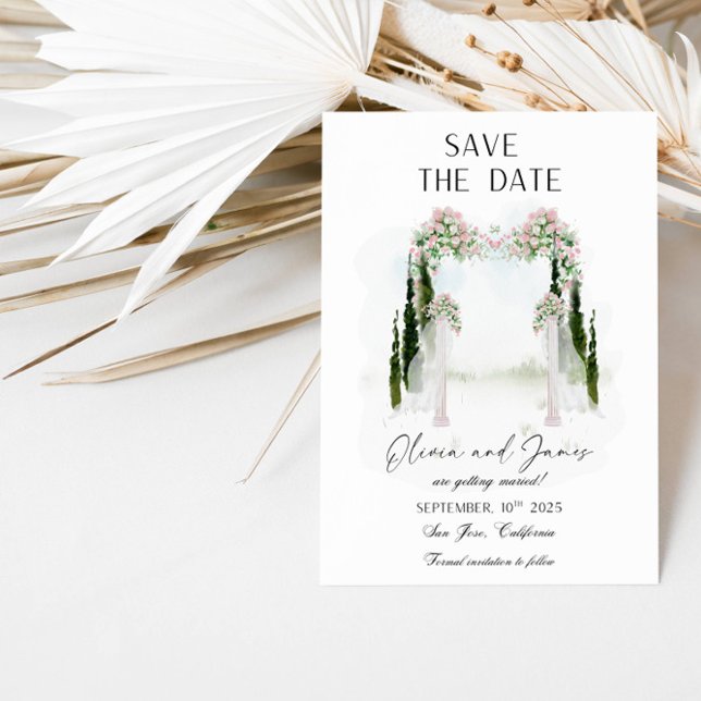 Romantiska Rosor Valv Spara Datum Bröllop Inbjudningar (Skapare uppladdad)