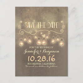 Romantiska rustika vintage save the date vykort