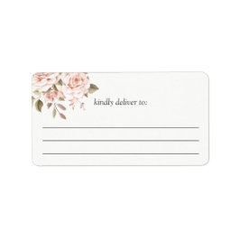 Romantiska Shabby Chic Korallrosor Stora Skrivbara Adressetikett