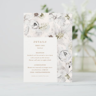 romantiska silver blomster bröllopsdetaljer bifoga tilläggskort