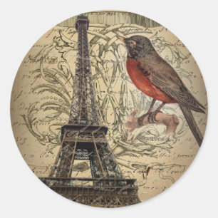 romantiska skript eiffel torn paris bröllop runt klistermärke