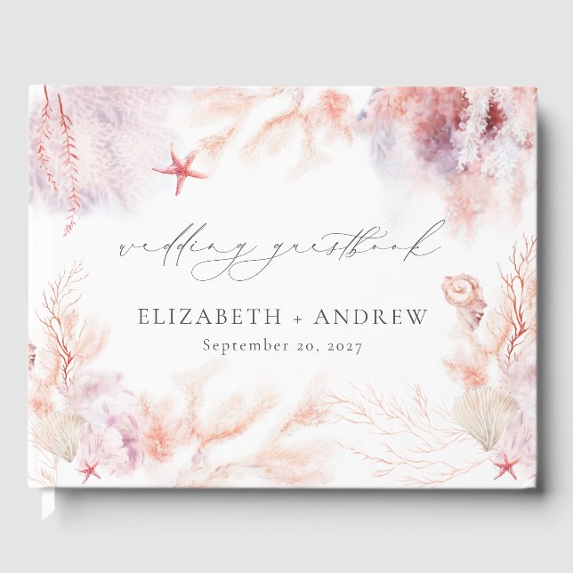 Romantiska Snigelskal Koraller Undervattensliv Brö Gästböcker (Framsida)