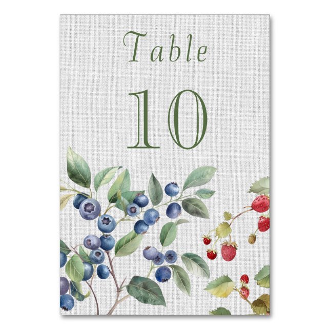 Romantiska sommarbär Bröllop Bordsnummer (Framsidan)