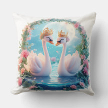 Romantiska svanar dekorerade med blommor