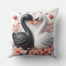 Romantiska svanar dekorerade med blommor