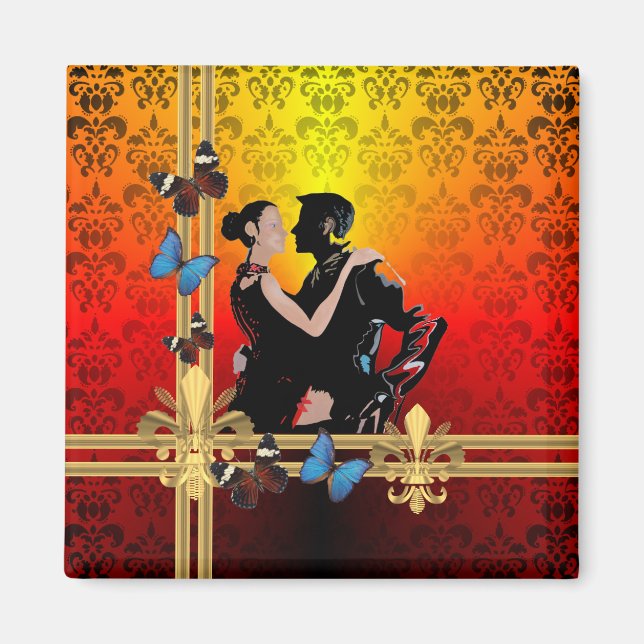 Romantiska tango-dansare på damm magnet (Framsidan)