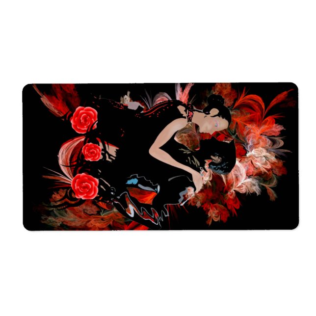 Romantiska tango-dansare på röda frakturer fraktsedel (Framsidan)