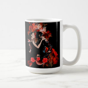 Romantiska tango-dansare på röda frakturer kaffemugg