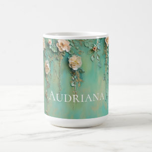 Romantiska Teal Rosenskära Blommor Kaffemugg