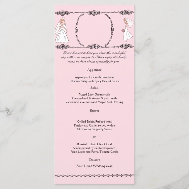 Romantiska tecknadbrudar som gifta sig menyn meny (Framsida)