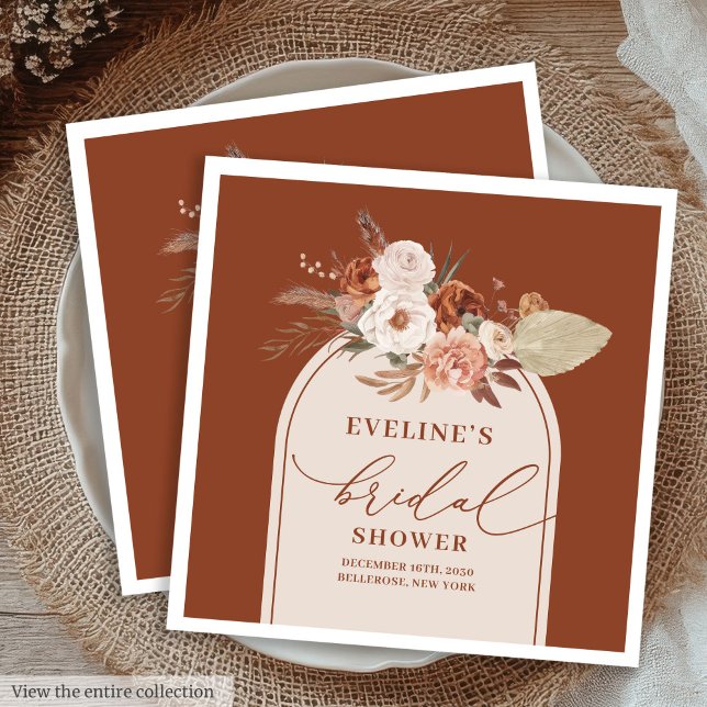 Romantiska terrakotta pampas boho bröllopsservette pappersservett (Romantic terracotta pampas boho bridal napkins

)