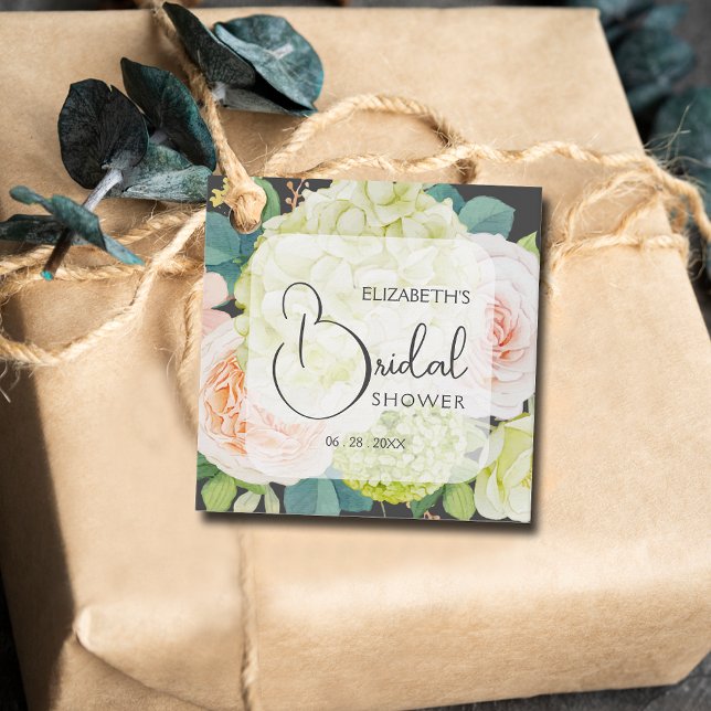 Romantiska trädgårdsblommor Bröllopsdusch Förmånse Gåvor Etiketter (Small 2" x 2" bridal shower favor tags. )