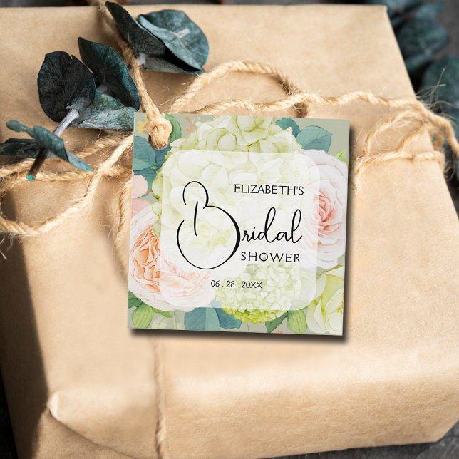 Romantiska trädgårdsblommor Bröllopsdusch Förmånse Gåvor Etiketter (Small 2" x 2" bridal shower favor tags. )