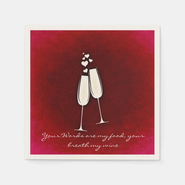 Romantiska tvillingglasögon i Vin Alla hjärtans da Pappersservett (Framsidan)