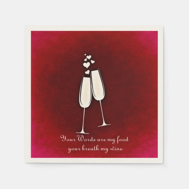 Romantiska tvillingglasögon i Vin Alla hjärtans da Pappersservett (Framsidan)