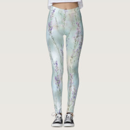 Romantiska vackra lila blommor bröllopsdusch leggings