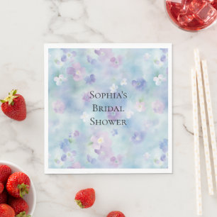 Romantiska vackra lila vita blommor bröllopsdusch pappersservett