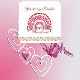 Romantiska Valentineser du är min regnbåge. Fyrkantigt Klistermärke