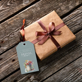 Romantiska vårblommor vas bröllopsdusch presentetikett