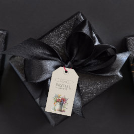 Romantiska vårblommor vas bröllopsdusch presentetikett