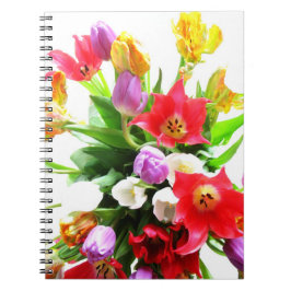 Romantiska vårtulpanblommor anteckningsbok med spiral