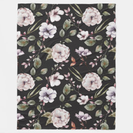 Romantiska vattenfärgblommor fleecefilt