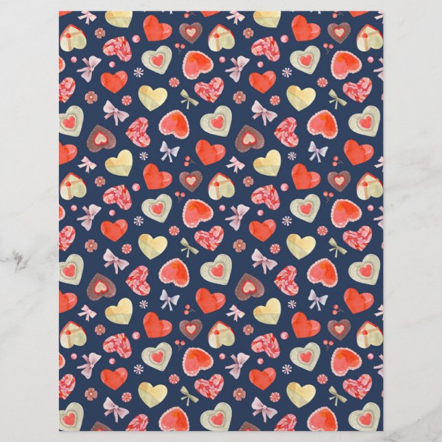 Romantiska vattenfärghearter brevhuvud (Framsida)