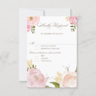 Romantiska vattenfärgsblommor Bröllop Entree OSA Kort