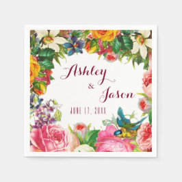 Romantiska vattenfärgsblommor Bröllop Pappersservett