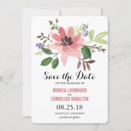 Romantiska vattenfärgsblommor | Spara datum Datumet