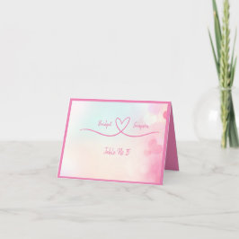 romantiska vattenfärgsgäst i rosa, säteskort tack kort