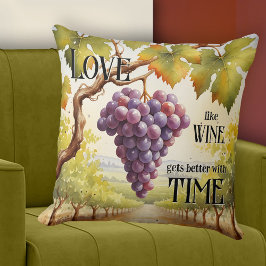 Romantiska vattenfärgsgrafik Vin Älskare Kudde