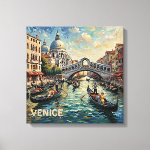 Romantiska Venedig Rialto-kanalen Canvas Konst