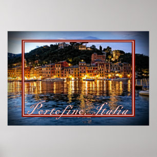 Romantiska venings i Portofino, Italien Poster