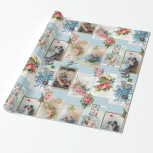 Romantiska Victorianvalentinkort Presentpapper