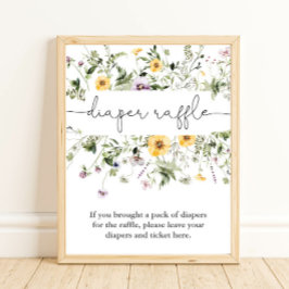 Romantiska vilda blommor vår Diaper raffle-tecken Poster