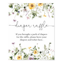 Romantiska vilda blommor vår Diaper raffle-tecken
