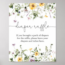 Romantiska vilda blommor vår Diaper raffle-tecken Poster