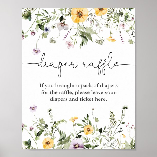 Romantiska vilda blommor vår Diaper raffle-tecken Poster (Framsidan)