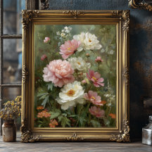 Romantiska vintage peonior och vildblommor finkons