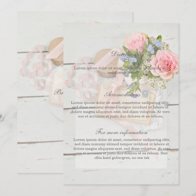 Romantiska vintage vår blomsterriktning bröllop inbjudningar (Fram/baksida)