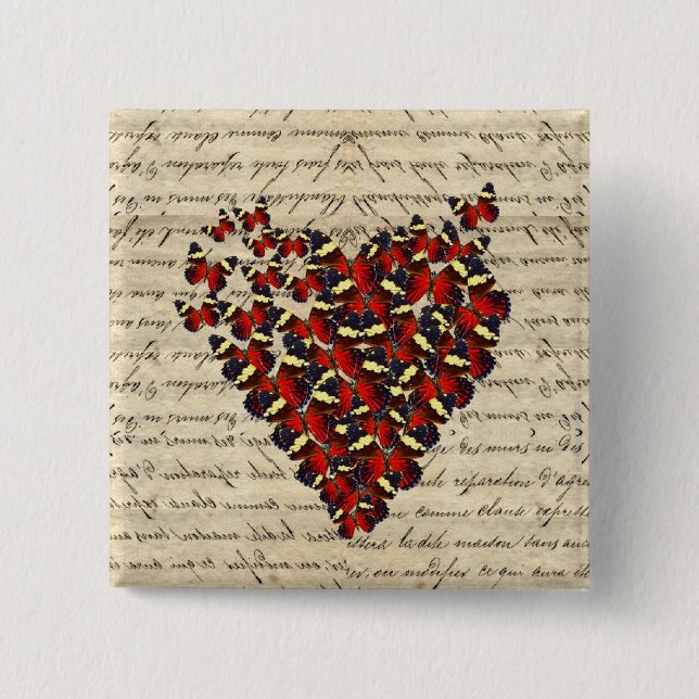 Romantiska vintagebutterfies knapp (Framsida)