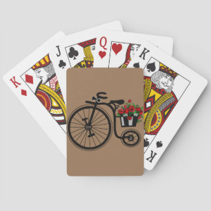 Romantiska Vintagen Flowers Bike Spel Kort