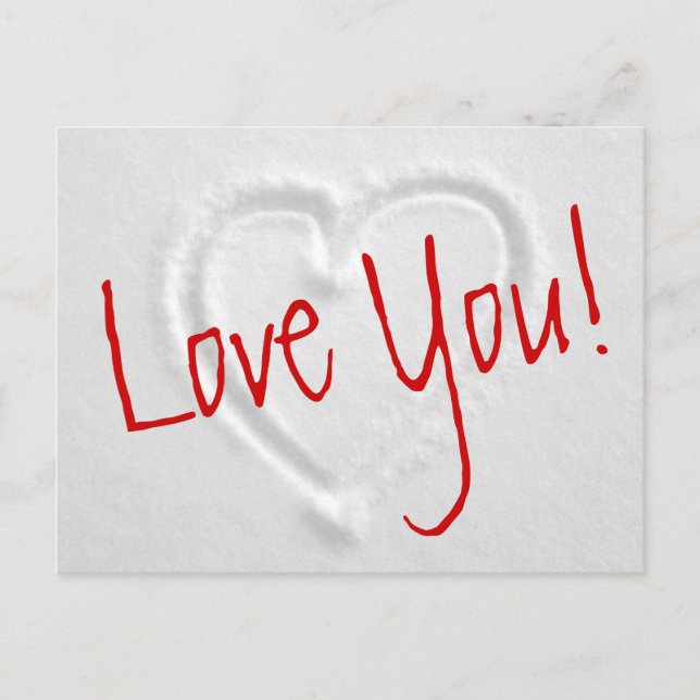 Romantiska vintervykort med hjärta från snö vykort (Framsida)