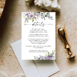 Romantiska Violetta Blommor Bröllopsdetaljkort OSA Kort