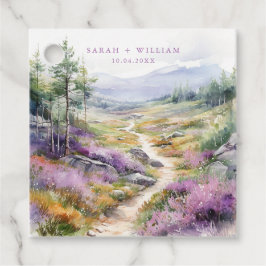 Romantiska violettblommor bröllopsfavoritMärkre Gåvor Etiketter