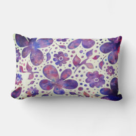 Romantiska violettblommor och Löv Original Art Lumbarkudde