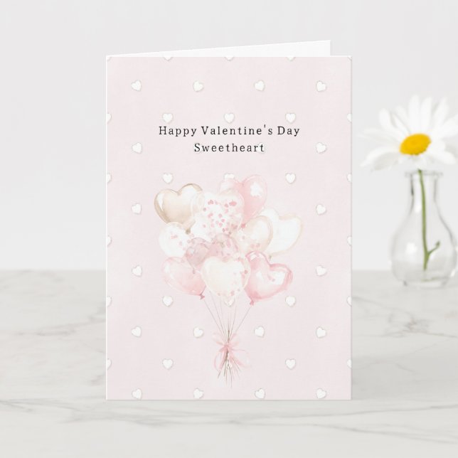 Romantiska vita hjärtan rosa Alla hjärtans dag Kort (Liten växt)