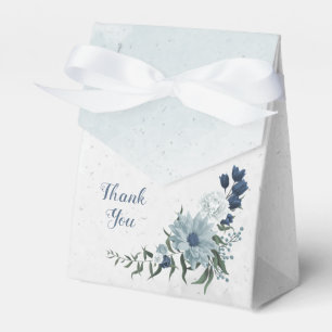 romantiska vita navy & dammiga blå blommor bröllop presentaskar